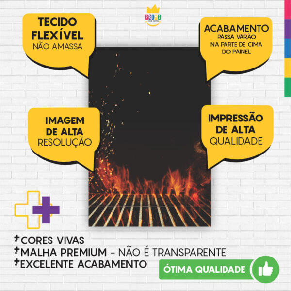 Painel de Festa Retangular 3D Churrasco Casadinho 1,50m x 2,20 - Image 3