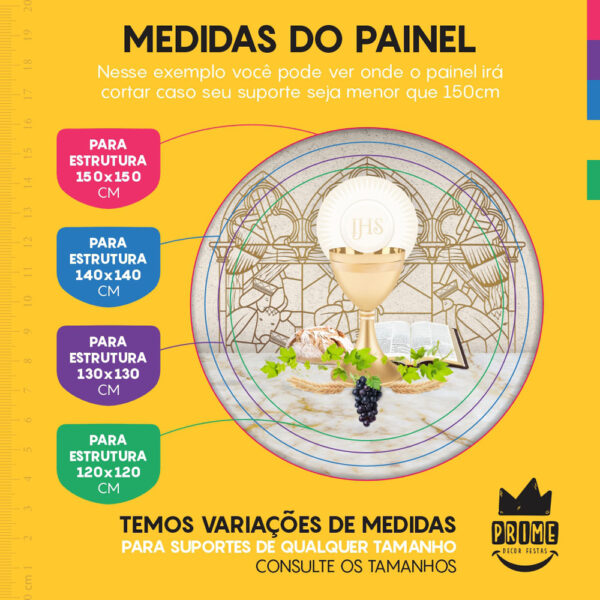 Painel Redondo 3D Primeira Eucaristia  Tecido Sublimado - Image 4