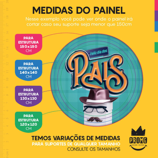 Kit Casado Dia dos Pais Painel Redondo Trio Capas Cilindro Retangular Vertical Em Tecido - Image 4