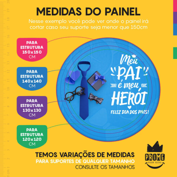 Kit Casado Dia dos Pais Painel Redondo Trio Capas Cilindro Retangular Vertical Em Tecido - Image 4