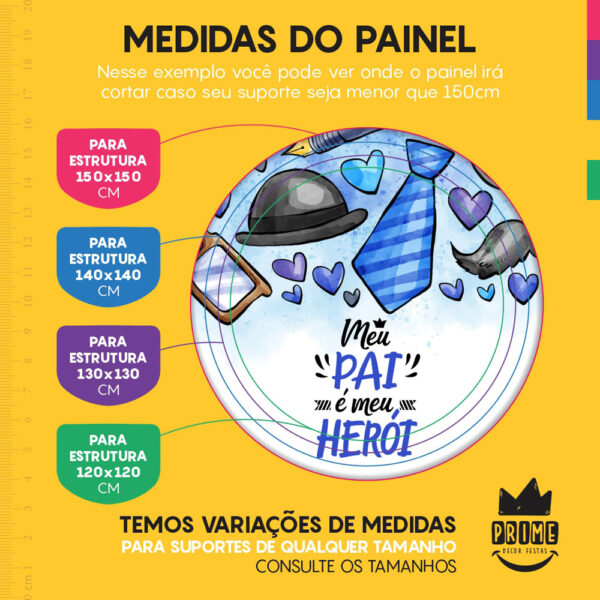 Kit Casado Dia dos Pais Painel Redondo Trio Capas Cilindro Retangular Vertical Em Tecido - Image 4