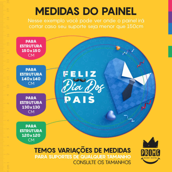 Kit Casado Dia dos Pais Painel Redondo Trio Capas Cilindro Retangular Vertical Em Tecido - Image 4
