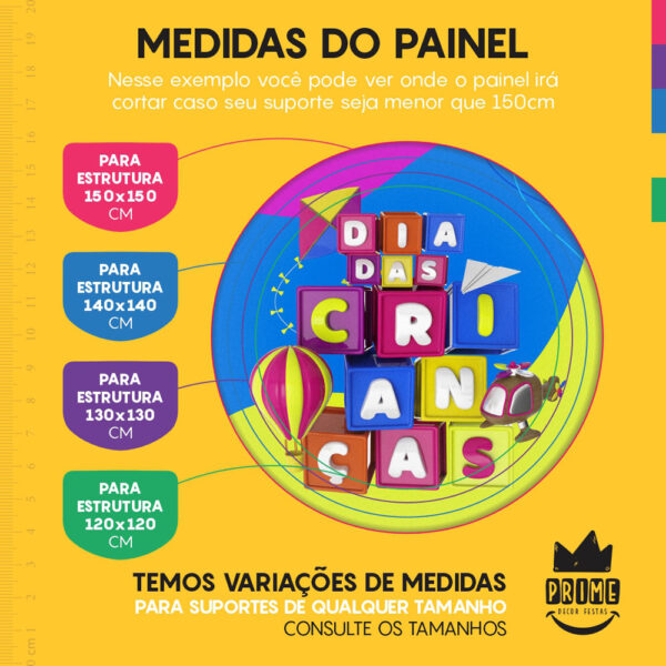Painel Redondo 3D Dia das Crianças Tecido Sublimado - Image 4