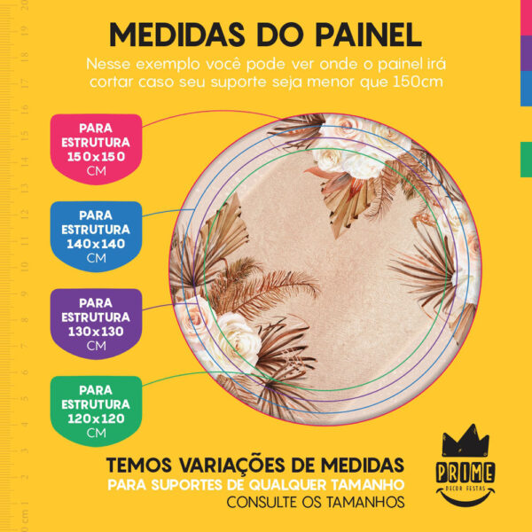 Trio Capa Cilindro + Painel Redondo 3D Floral 1,50m Veste Fácil - Image 4