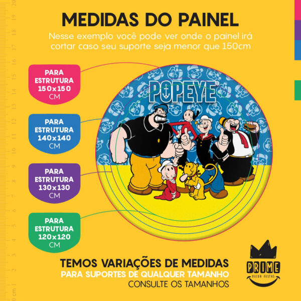 Kit Casado Popeye Painel Redondo Trio Capas Cilindro Retangular Vertical Em Tecido - Image 4