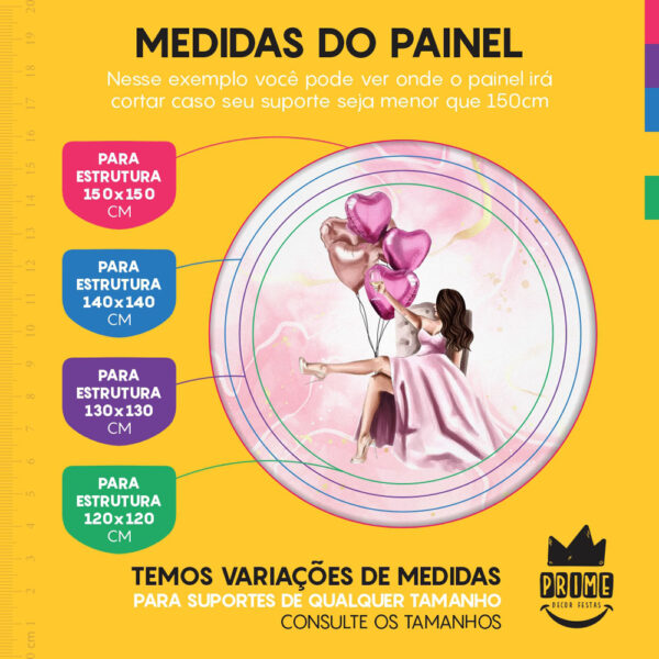 Kit Casado Feliz Aniversario Diva Painel Redondo Trio Capas Cilindro Retangular Vertical Em Tecido - Image 4