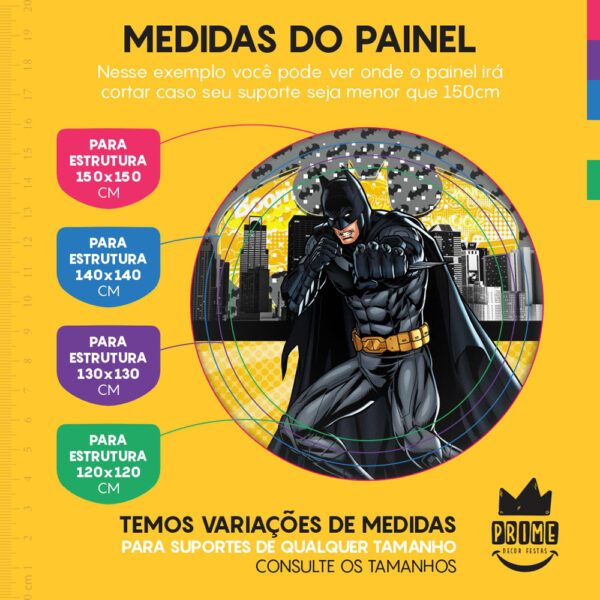 Trio Capa Cilindro + Painel Redondo 3D Batman 1,50m Veste Fácil - Image 4