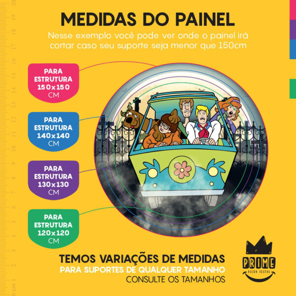Kit Casado Scooby Doo Painel Redondo Trio Capas Cilindro Retangular Vertical Em Tecido - Image 4