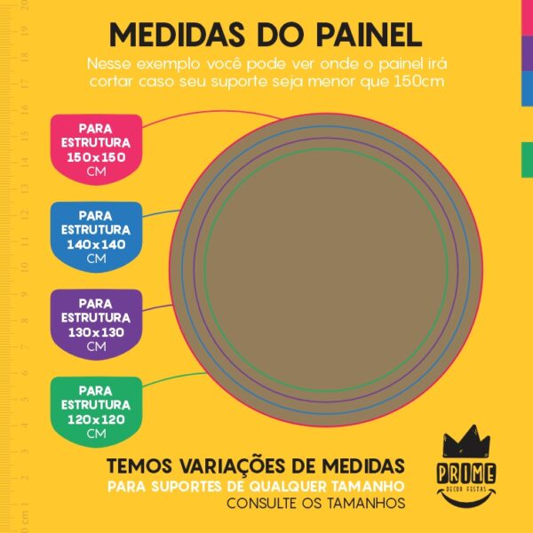 Painel Redondo 3D Caqui Cor Lisa  Tecido Sublimado 1,50m x 1,50m - Image 4