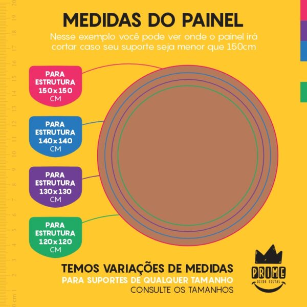 Painel Redondo 3D Caramelo Cor Lisa Tecido Sublimado 1,50m x 1,50m - Image 4