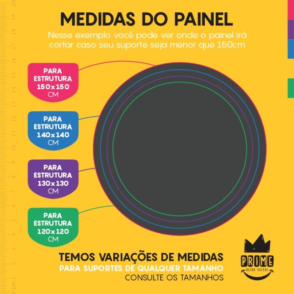 Painel Redondo 3D Cinza Chumbo Cor Lisa Tecido Sublimado 1,50m x 1,50m - Image 4