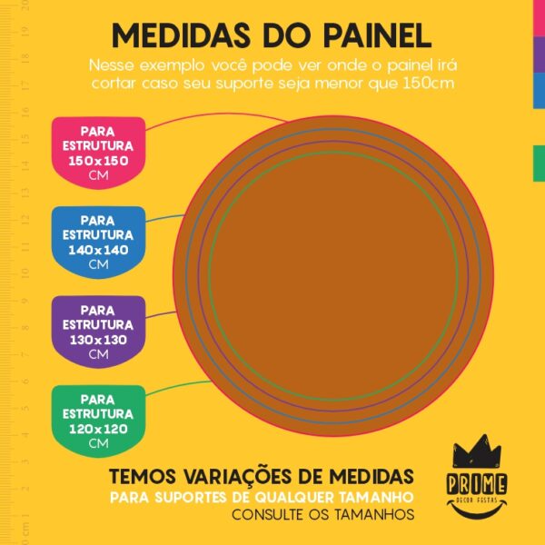 Painel Redondo 3D Mostarda Cor Lisa Tecido Sublimado 1,50m x 1,50m - Image 4