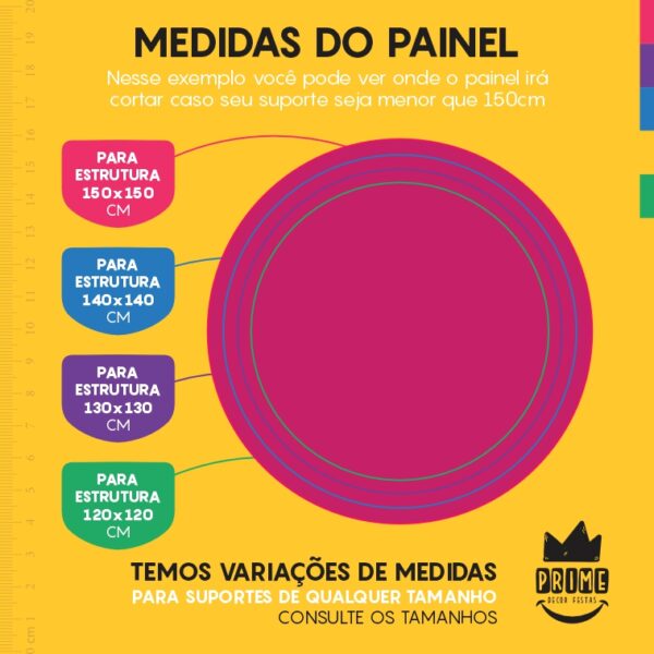 Painel Redondo 3D Rosa Pink Cor Lisa Tecido Sublimado 1,50m x 1,50m - Image 4