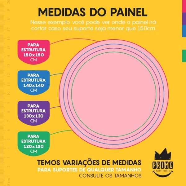 Painel Redondo 3D Rosa Bebe Cor Lisa Tecido Sublimado 1,50m x 1,50m - Image 4