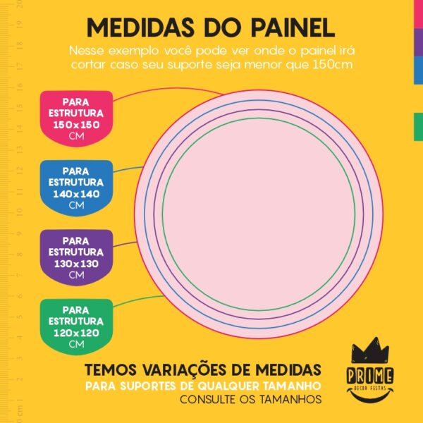 Painel Redondo 3D Rosa Pastel Cor Lisa Tecido Sublimado 1,50m x 1,50m - Image 4