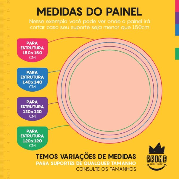 Painel Redondo 3D Salmon Cor Lisa Tecido Sublimado 1,50m x 1,50m - Image 4