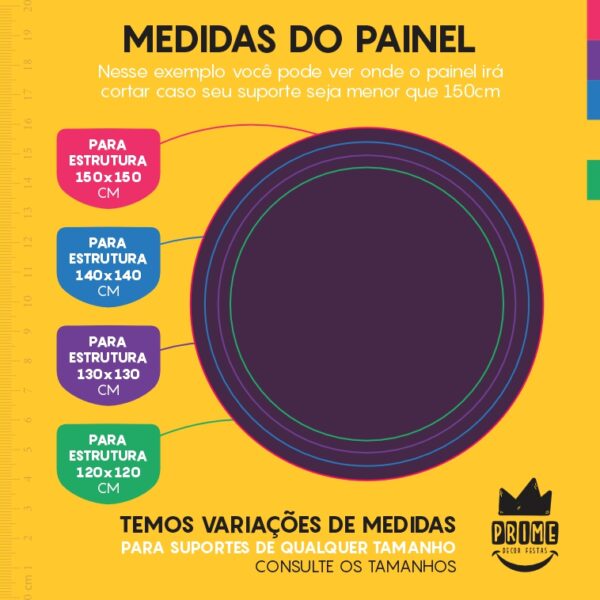 Painel Redondo 3D Roxo Uva Cor Lisa Tecido Sublimado 1,50m x 1,50m - Image 4