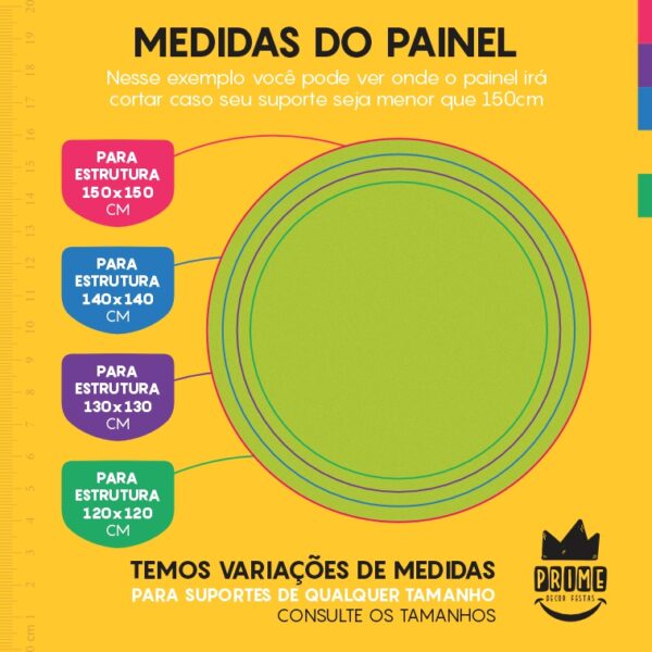 Painel Redondo 3D Verde Abacate Cor Lisa Tecido Sublimado 1,50m x 1,50m - Image 4