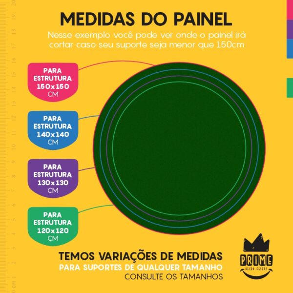 Painel Redondo 3D Verde Bandeira Cor Lisa Tecido Sublimado 1,50m x 1,50m - Image 4