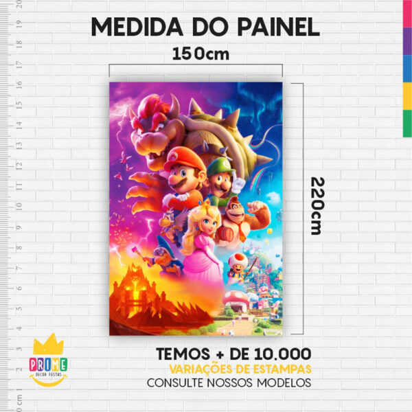 Painel de Festa Retangular 3D Super Mario Casadinho 1,50m x 2,20 - Image 4