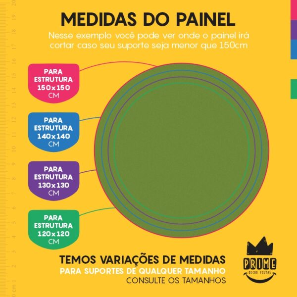 Painel Redondo 3D Verde Oliva Cor Lisa Tecido Sublimado 1,50m x 1,50m - Image 4