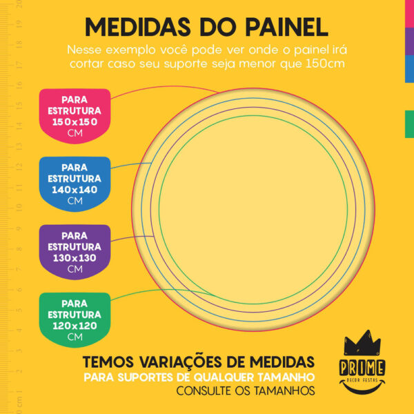Trio Capa Cilindro + Painel Redondo 3D Amarelo Bebe 1,50m Veste Fácil - Image 4