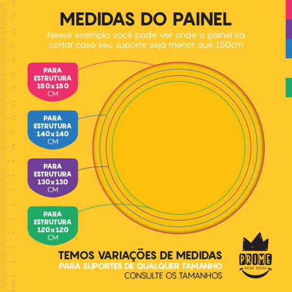 Trio Capa Cilindro + Painel Redondo 3D Amarelo Ouro 1,50m Veste Fácil - Image 4