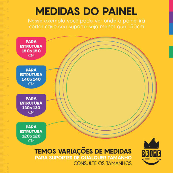 Trio Capa Cilindro + Painel Redondo 3D Amarelo Pepita 1,50m Veste Fácil - Image 4