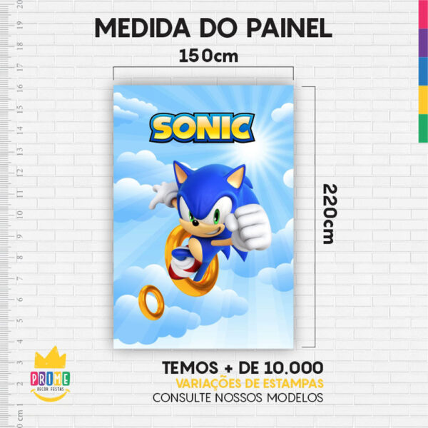 Painel de Festa Retangular 3D Sonic Casadinho 1,50m x 2,20 - Image 4