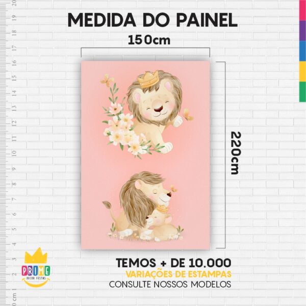 Painel de Festa Retangular 3D Leãozinho Cute Casadinho 1,50m x 2,20 - Image 4