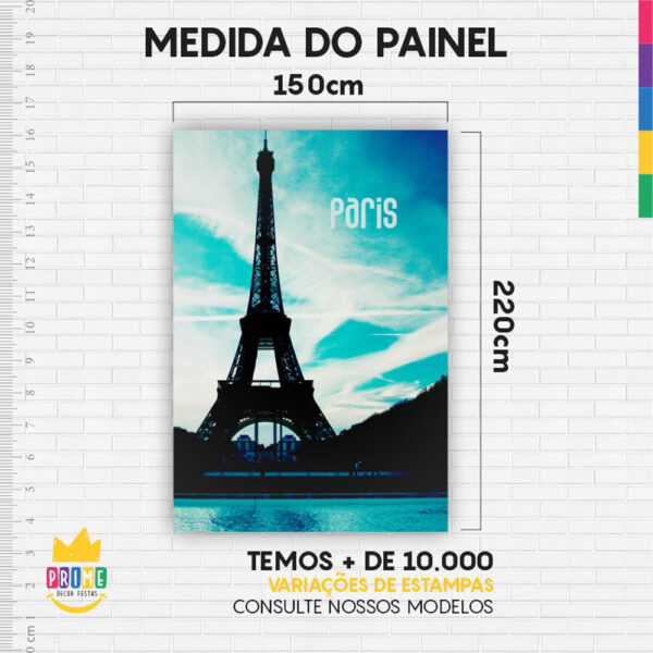 Painel de Festa Retangular 3D Paris Casadinho 1,50m x 2,20 - Image 4