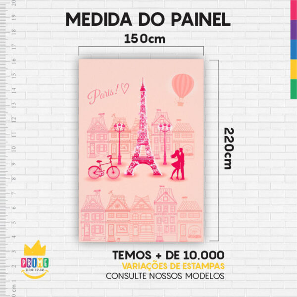 Painel de Festa Retangular 3D Paris Casadinho 1,50m x 2,20 - Image 4