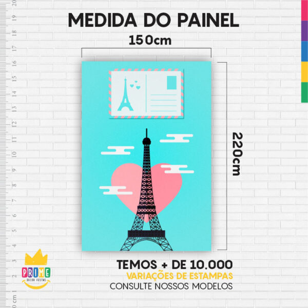 Painel de Festa Retangular 3D Paris Casadinho 1,50m x 2,20 - Image 4