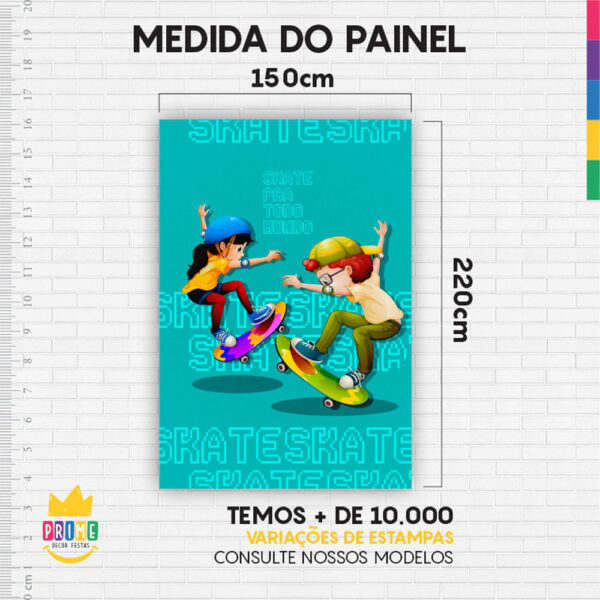 Painel de Festa Retangular 3D Skate Casadinho 1,50m x 2,20 - Image 4