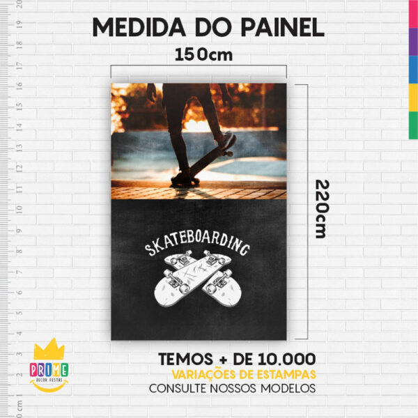 Painel de Festa Retangular 3D Skate Casadinho 1,50m x 2,20 - Image 4