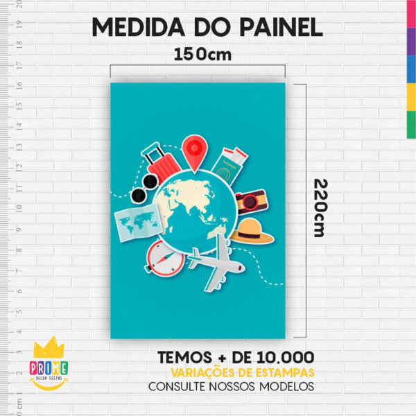 Painel de Festa Retangular 3D Viagem Casadinho 1,50m x 2,20 - Image 4