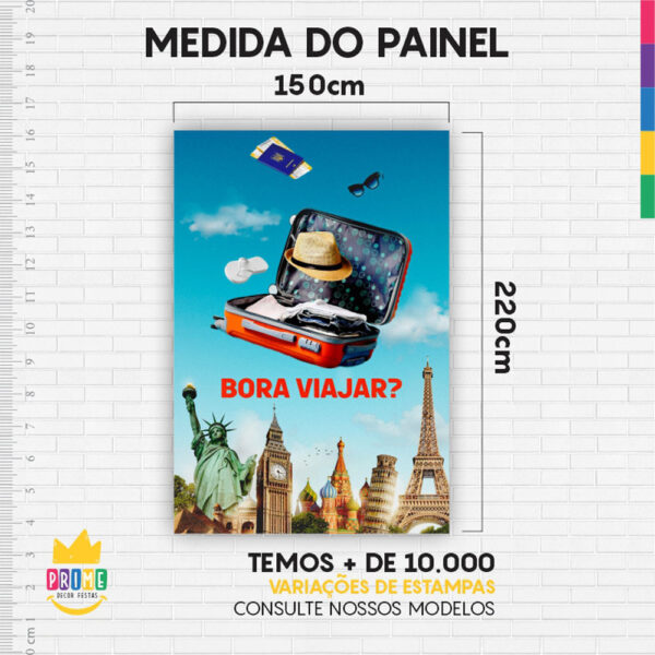 Painel de Festa Retangular 3D Viagem Casadinho 1,50m x 2,20 - Image 4