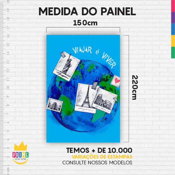 Painel de Festa Retangular 3D Viagem Casadinho 1,50m x 2,20 - Image 4