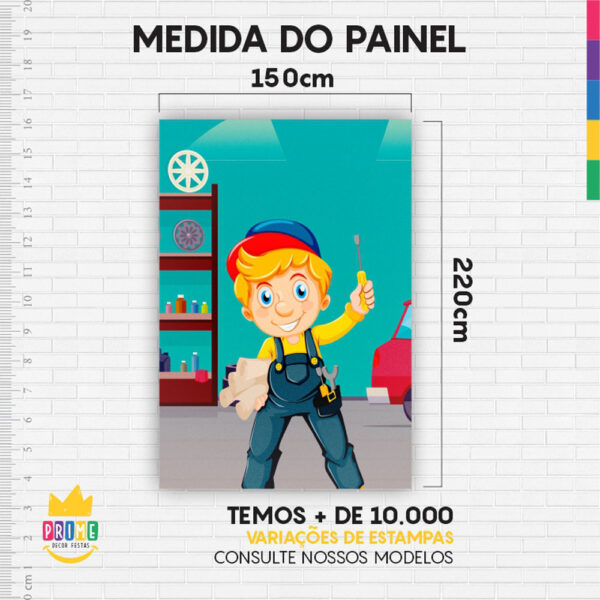 Painel de Festa Retangular 3D Oficina Casadinho 1,50m x 2,20 - Image 4