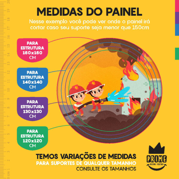 Kit Casado Bombeiro Painel Redondo Trio Capas Cilindro Retangular Vertical Em Tecido - Image 4