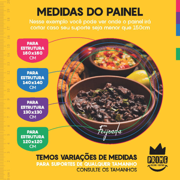 Kit Casado Feijoada Painel Redondo Trio Capas Cilindro Retangular Vertical Em Tecido - Image 4