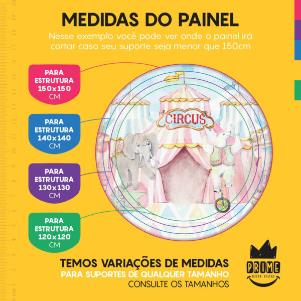 Kit Casado Circo Rosa Painel Redondo Trio Capas Cilindro Retangular Vertical Em Tecido - Image 4