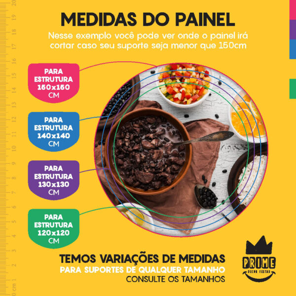 Kit Casado Feijoada Painel Redondo Trio Capas Cilindro Retangular Vertical Em Tecido - Image 3