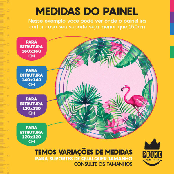 Kit Casado Flamingo Painel Redondo Trio Capas Cilindro Retangular Vertical Em Tecido - Image 4