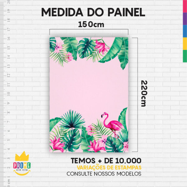 Kit Casado Flamingo Painel Redondo Trio Capas Cilindro Retangular Vertical Em Tecido - Image 6