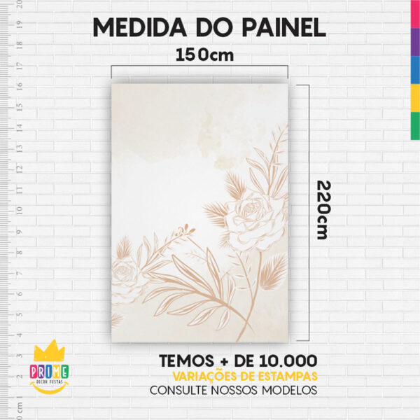 Kit Casado Floral Painel Redondo Trio Capas Cilindro Retangular Vertical Em Tecido - Image 6