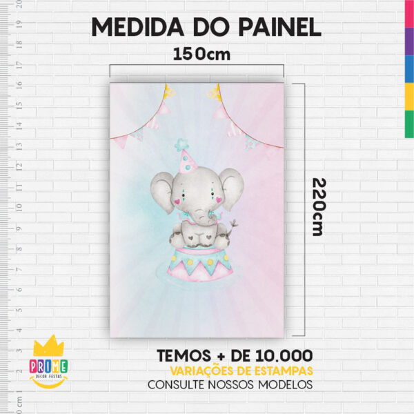 Kit Casado Circo Rosa Painel Redondo Trio Capas Cilindro Retangular Vertical Em Tecido - Image 6