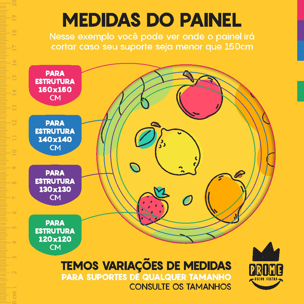 Kit Casado Frutas Painel Redondo Trio Capas Cilindro Retangular Vertical Em Tecido - Imagem 4