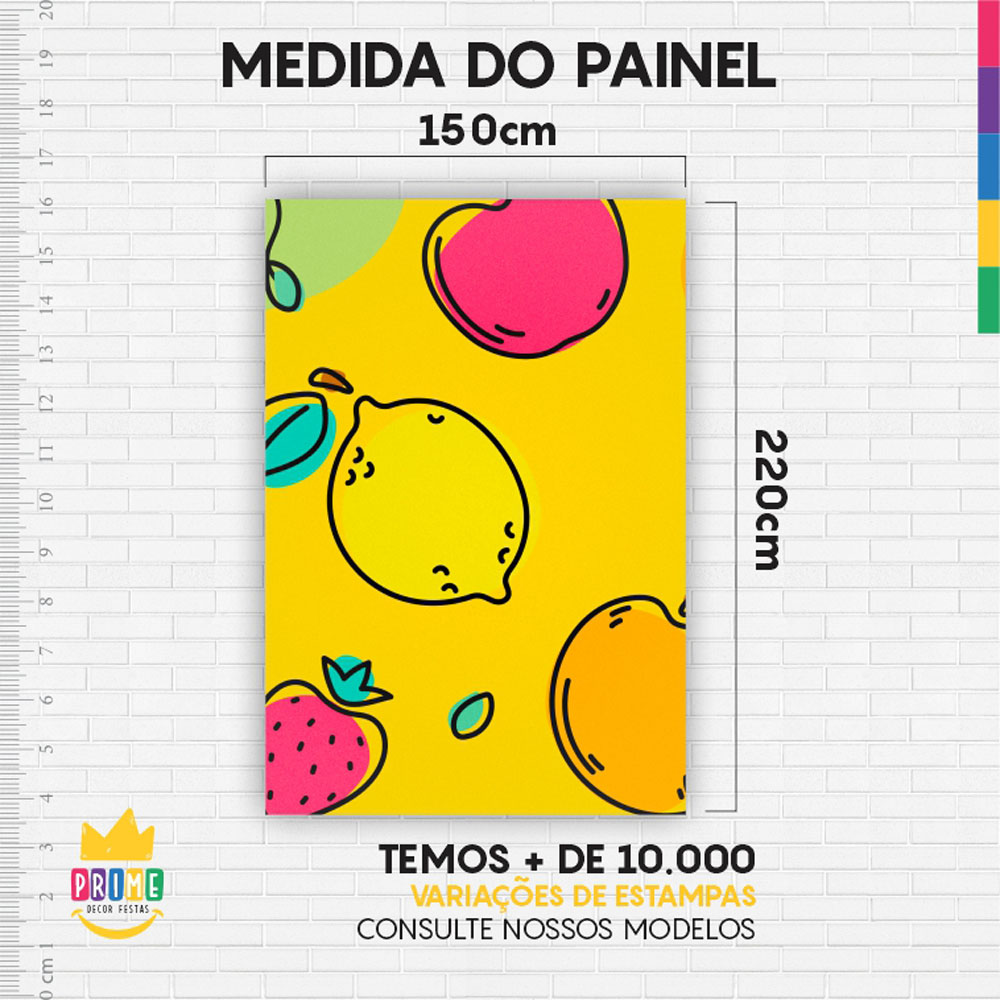Kit Casado Frutas Painel Redondo Trio Capas Cilindro Retangular Vertical Em Tecido - Imagem 6