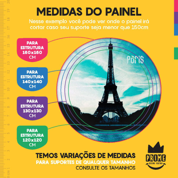 Kit Casado Paris Painel Redondo Trio Capas Cilindro Retangular Vertical Em Tecido - Image 4